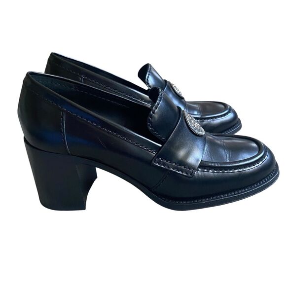 Chanel Shoes Pumps 10.5 EU 40.5 Black Block Heels 3" Dressy Career Made Italy - Picture 7 of 14